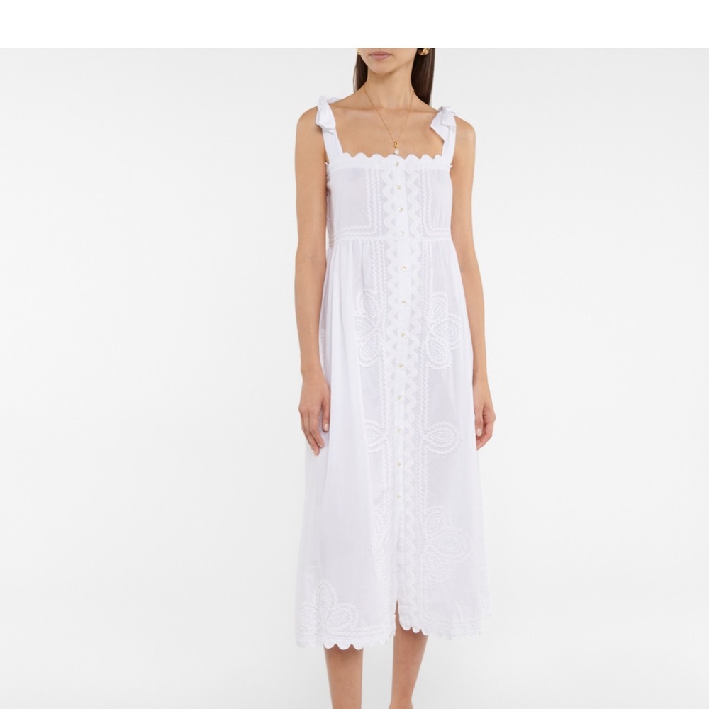 Juliet Dunn White Scalloped Lace Dress